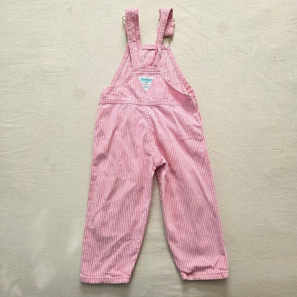 Vintage Oshkosh Pink Engineer Striped Overalls 3t